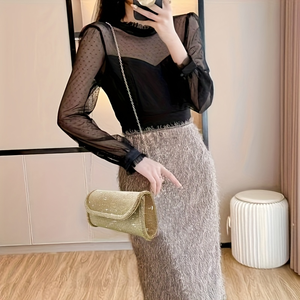 Nouveau Sac à Main Haut de Gamme de Soirée pour Femme avec Bandes Bordées de Strass et Motif Carré Brillant pour Fêtes - Product Image 6