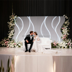 Events Custom Modern <strong>Wedding</strong> Backdrop White Wave Shape Acrylic Pvc 3d <strong>Wedding</strong> Backdrop Stage <strong>Decoration</strong> With Led Light - Product Image 5