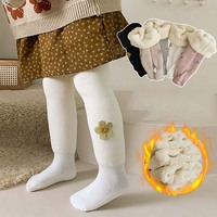 Vente chaude épais chaud chaussettes hiver floue moelleux coton serré couleur unie thermique bébé fille enfants collants