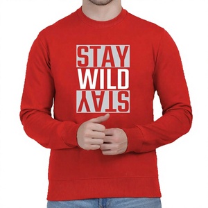 Sweat-shirt à col rond pour homme en coton molletonné, impression personnalisée, rouge, manches longues, pull-over, fabricant de vêtements OEM - Product Image 1