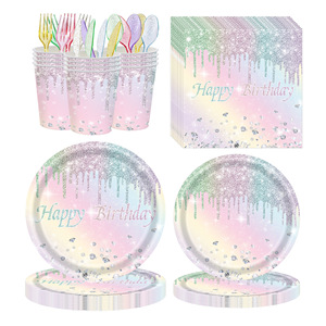 Platos de Papel Redondos de Cumpleaños con Diseño de Diamantes Coloridos de Ensueño, 40-60 Piezas, Decoraciones para Mesa de Fiesta - Product Image 5