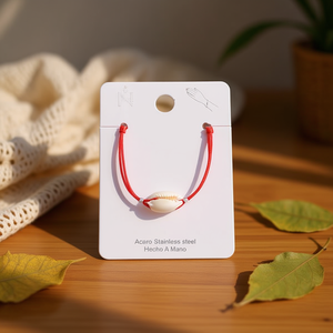 Bracelet en acier inoxydable Acaro, coquille rouge, élastique, unisexe, décontracté, cadeau, bijoux - Product Image 2