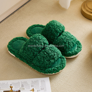 Meilleure vente croisé peluche manchette coton pour pantoufles pour femmes usine directe couleur bonbon intérieur flou pour pantoufles pour l'hiver - Product Image 5