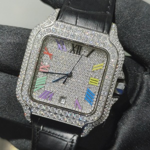 Montre en moissanite haut de gamme, automatique, mécanique, étanche, très vendue, design de luxe unisexe, chiffres romains, calendrier - Product Image 4