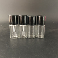 Flacon en verre transparent de 3 ml avec bouchon en bakélite noir, couvercle phénolique, petit flacon de parfum avec spatule
