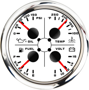 85Mm 4 In 1 Witte Oliedruk Brandstofniveau Meter Spanning Watertemperatuurmeter Multifunctionele Meter Waarschuwingsfunctie Auto Vrachtwagen - Product Image 3