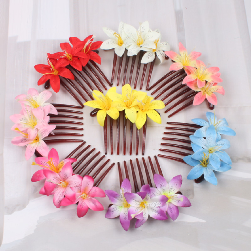 Новинка богемные искусственные цветочные боковые гребни заколки пляжные праздничные свадебные аксессуары для волос гребень для волос с цветком из пенопласта для женщин