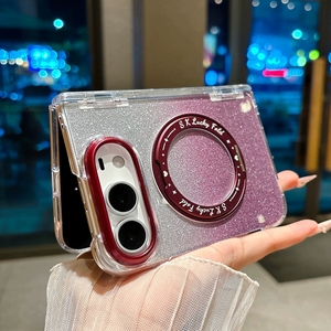 Custodia per iPhone DUO con anello rotante a 360° e glitter sfumato lucido, magnetica e pieghevole, con protezione cerniera - Product Image 4