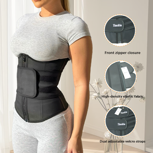 Ceinture amincissante colombienne en latex avec fermeture éclair frontale, crochets intérieurs et une sangle, pour marque privée - Product Image 3