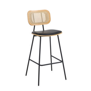 مسند بار من خشب الراتان الرقائقي إطار معدني للمنزل والفندق وتناول الطعام في الهواء الطلق لغرفة المعيشة وغرفة النوم - Product Image 1