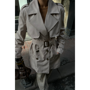 Gabardina Corta de Mujer Estilo Casual Tejida con Manga Larga y Protección Contra el Viento para Otoño - Product Image 3