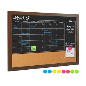 Pizarra Calendario Corkboard Combo, 24 "X 36" Tablón de anuncios grande Calendario magnético Pizarra Tablero de combinación de pared Mensual - Product Image 2