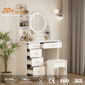 Customization Hot Sale Simple Modern <strong>Makeup</strong> Beauty Cabinet <strong>Small</strong> Apartment Dressing Table LED Mirror Vanity <strong>Desk</strong> for Bedroom - Product Image 3