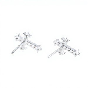 Wholesale DEF Color VS VVS Clarity Lab Grown Diamond Cross Stud Earrings 10K 14K 18K Solid Gold Minimalist Cross Stud Earrings - Product Image 2