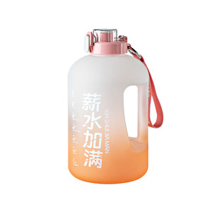 <b>Large</b> Capacity Plastic Sports Water Bottle Gradient Color Reusable With Straw Portable For Outdoor Use - Product Image 4