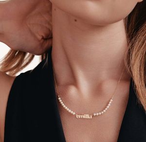 Ispirare gioielli Custom 18K oro placcato in acciaio inox <span class=keywords><strong>nome</strong></span> collana <span class=keywords><strong>con</strong></span> catene di perle personalizzate Design moda - Product Image 5