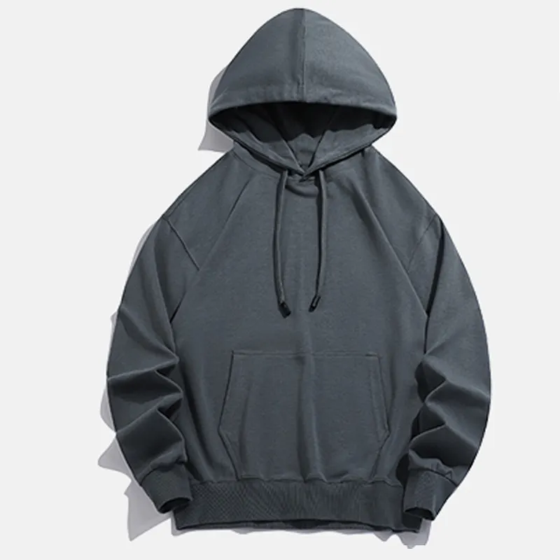 Sweatshirt Custom Unisex Heavyweight Plain Blank Logo 100% Cotton French Terry Streetwear Fleece Oversized Men Bulk Black Hoodie
