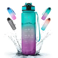 BPA मुक्त Drinkware प्लास्टिक की बोतल की आपूर्ति जिम उपयुक्त समय मार्कर स्टारबक्स गिलास के साथ Tritan खेल पानी की बोतलें