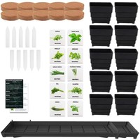 Kit Penanaman Herbal Pemula dengan Pot Plastik Hijau Modern PP, Set Penanaman Tanaman Mini Indoor yang Dapat Disesuaikan Tingginya untuk DIY