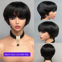 Nouvelle Arrivée Prêt À Expédier Fabriqué À La Machine 8 Pouces Champignon Bob Perruque, Pas Cher Brésilien Droite Pixie Coupe Cheveux Humains Courts Bob Perruques