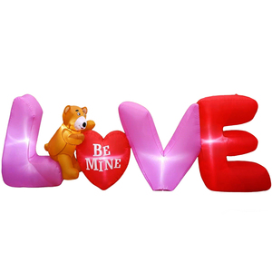 9FT Giant Valentine's Day Inflatable LOVE <b>Letters</b> with Teddy Bear Blow <b>Up</b> Romantic Yard Decorations for Wedding Lawn - Product Image 1