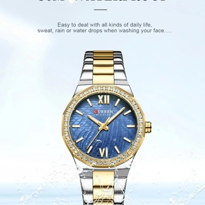 Women's Watch CURREN 9103 Romantic Luxury Dial with Rhinestones Stainless Steel Band Slim <b>Wristwatch</b> for Ladies Waterproof - Product Image 3