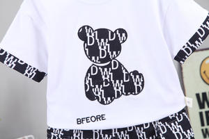 Ropa de Boutique para Niños de Verano, Conjuntos de Ropa de Dormir para Niños en Blanco y Negro con Estampado de Dibujos Animados - Product Image 4