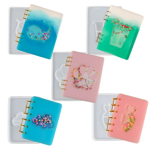 Moldes de silicone para caderno, 5 tipos de moldes de silicone para fazer artesanato DIY, resina epóxi e UV, livre de BPA, para uso manual, ferramentas de fundição, A5 / A7 - Product Image 1