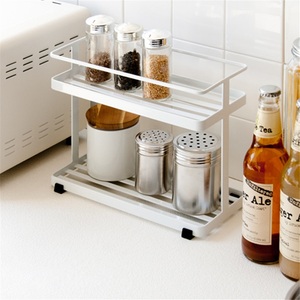 Stainless Steel Modern Standing Type Kitchen Seasoning <b>Rack</b> Double Tier Waterproof Perforated Design - Product Image 2