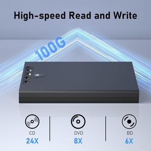 <span class=keywords><strong>Lecteur</strong></span> <span class=keywords><strong>Blu</strong></span>-<span class=keywords><strong>ray</strong></span> externe multifonctionnel 7-en-1 avec support de sac, graveur de disques 100G, compatible Windows, macOS, Linux - Product Image 4