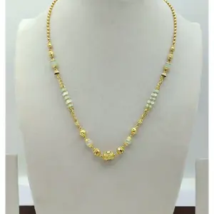 Solid Gold Beaded Necklace for Women Elegant Traditional Design Fine Gold Jewelry Gift for Her Gold Bead Necklace - Product Image 1