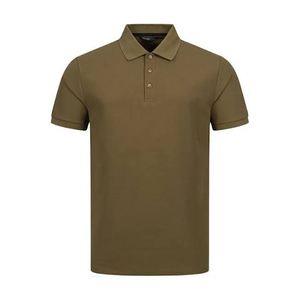 Polo en tissu tissé à manches courtes pour homme, couleur unie, coupe classique, col boutonné, vêtement décontracté pour tous les jours - Product Image 1