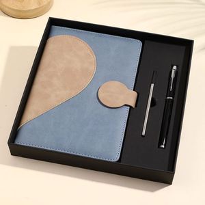 Stock Customized PU Leather Hardcover Business Notebook with Pen and Gift <b>Box</b> A5 Size 100 Sheets <b>Sewing</b> Binding Printed - Product Image 1