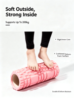 Rouleau de yoga en mousse EVA creuse à picots pour massage des tissus profonds, relaxation musculaire, remodelage corporel, rose, pour exercices de fascia, unisexe, toutes saisons
