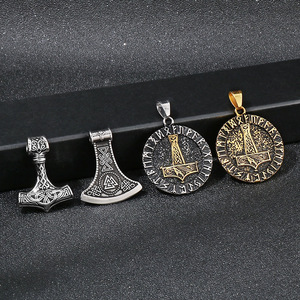 Retro Norse Rune thép không gỉ tôn giáo biểu tượng la bàn Mặt dây chuyền - Product Image 2