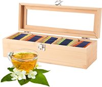 Organisateur de station à café en bambou avec fenêtre en acrylique transparente, boîte de rangement rectangulaire pour sachets de thé et K-Cup, capacité de 1 à 3 L pour la cuisine