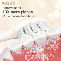 Brosse à dents sonique rechargeable AUZZO K2 la plus vendue avec technologie Type-C, étanche IPX7, poils souples et têtes de rechange
