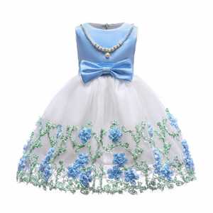 Robes pour filles de haute qualité, en coton, à nœuds superposés, avec appliques, design floral élégant en dentelle, écologiques et respirantes - Product Image 1