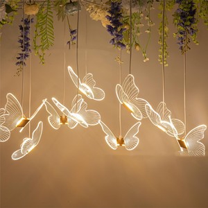 Farfalla luminosa in acrilico <span class=keywords><strong>lampadario</strong></span> a 10 teste decorativo per hotel con decorazione di scena per matrimonio decorazione di cristallo - Product Image 2