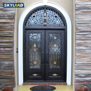 French Style Wrought Iron Steel Front Entry Door Double Exterior Entrance Door Front Door