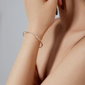Dylam Dainty 925 Sterling <b>Silver</b> Rhodium Plated 1.5mm 5A Grade Cubic Zirconia Tennis Eternity Fine Jewelry <b>Bracelet</b> <b>Bangle</b> - Product Image 4