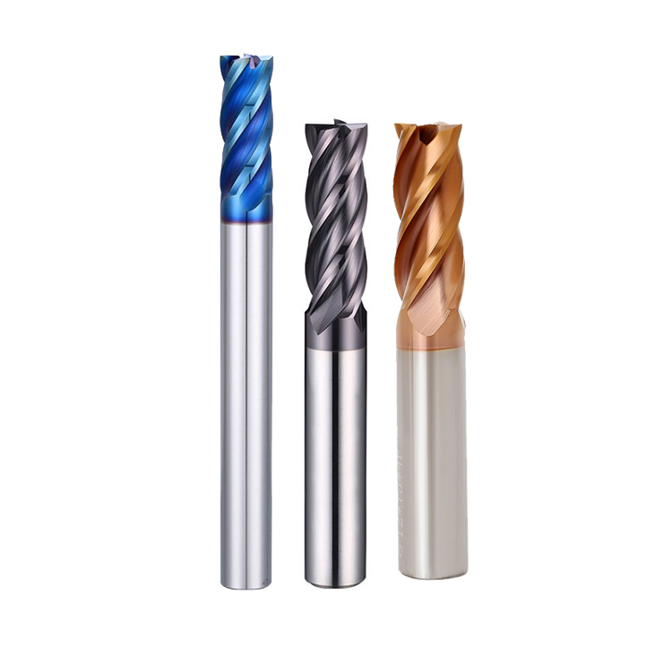 4T Sáo Tungsten Carbide HRC45 55 60 65 Endmill Cutter Với TiN Ailn Naco Coating CNC Công Cụ