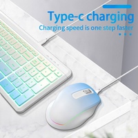 Combo de Teclado y Ratón Inalámbrico Retroiluminado, 100 Teclas, RGB LED, Diseño Ergonómico Ultra Delgado, para Uso en Casa y Oficina