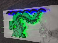 Letras Luminosas con Diseño de Patrón Exquisito, Forma Especial, Verde y Azul, Señalización Personalizada Según las Preferencias del Cliente