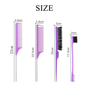 Bộ lược tạo kiểu tóc 3 món tùy chỉnh bán buôn: lược đuôi chuột và lược chải cạnh - Product Image 2