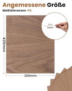 <span class=keywords><strong>Pannello</strong></span> in <span class=keywords><strong>Compensato</strong></span> ROWOOD 3mm A3 420x300mm Confezione da 6, Legno di Alniphyllum Fortunei Tagliato su Misura Non Trattato per Modellismo e Lavorazione Laser - Product Image 2