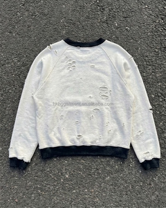 Sweat à capuche décontracté streetwear personnalisé pour homme, effet délavé, patchwork à carreaux personnalisé, manches contrastées - Product Image 2