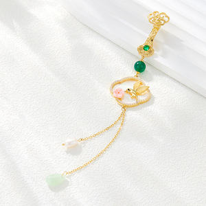 Chinese Style Tassel Pendant With Bird And Flower Design Natural Seashell Charm Luxury <b>Retro</b> <b>Decor</b> Gift For Women - Product Image 1