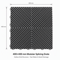 Dalles de sol en PP emboîtables 15,75 x 15,75 pouces, drainage rapide de l'eau et du sable, antidérapantes, modulaires, pour garage, lavage de voitures, revêtement de sol