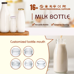 Bán Hot 200ml 250ml 300ml 500ml 1000ml rõ ràng Sữa nước trái cây Thủy Tinh waterbottle tái sử dụng đồ uống sữa chai thủy tinh với vít cap - Product Image 2